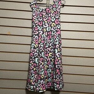 NWTS New Bright Multicolored Leopard‎ Print Spandex Tank Dress W/ Shorts 10 12
